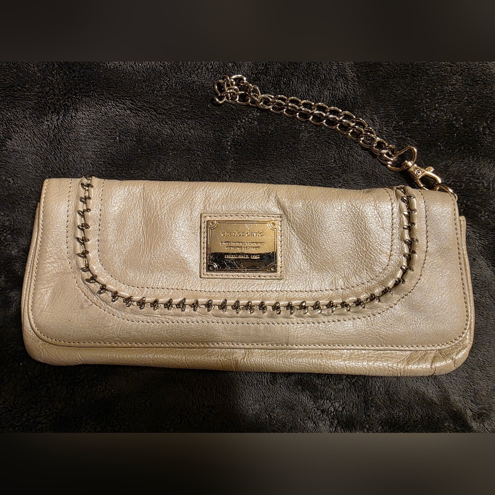 Vintage 1990s Charles David Clutch Color Champagne